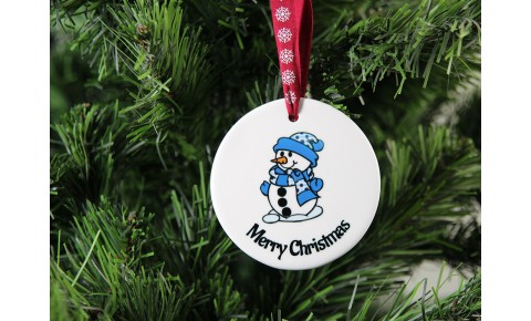 Merry Christmas Ceramic Christmas Decoration - Snowman
